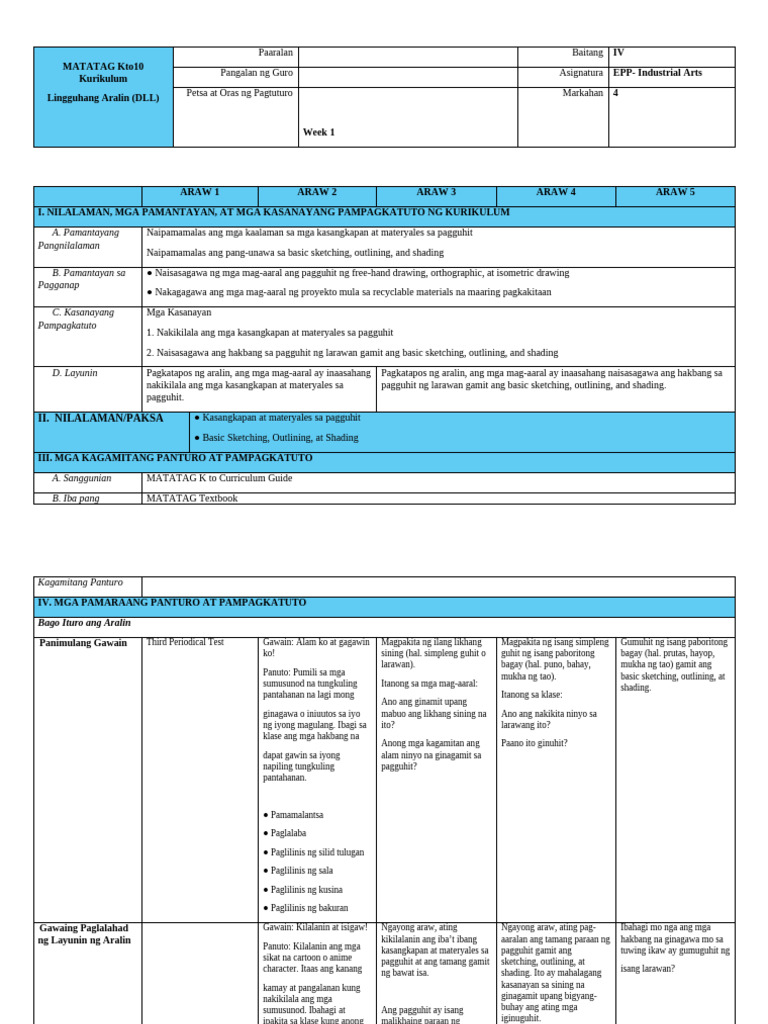 Q4 - Epp - DLL - Week 1 | PDF