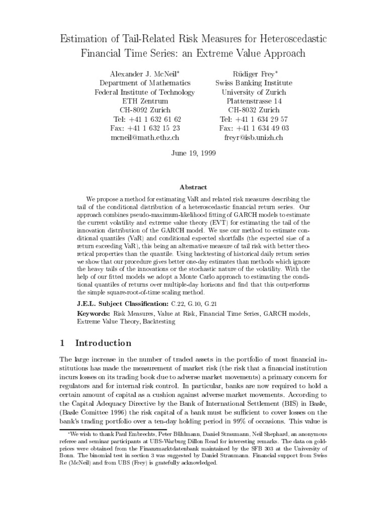Estimation of Tail-Related Risk Measures for Heteroscedastic | PDF ...