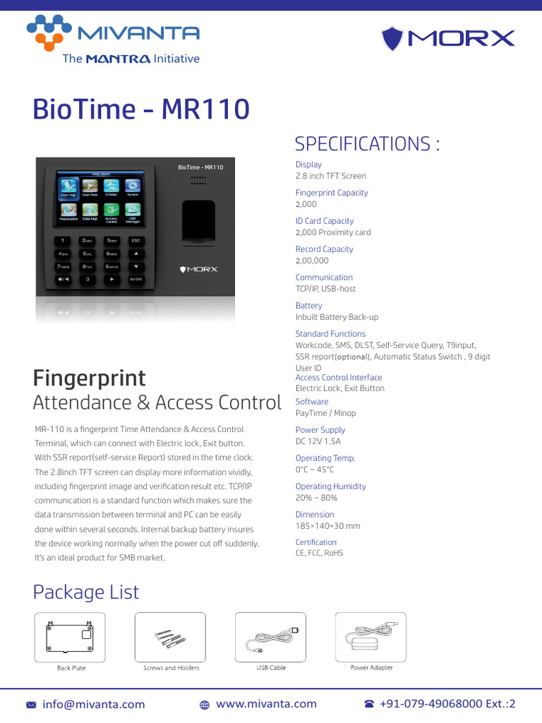 BioTime MR110 Catalogue 1 | PDF