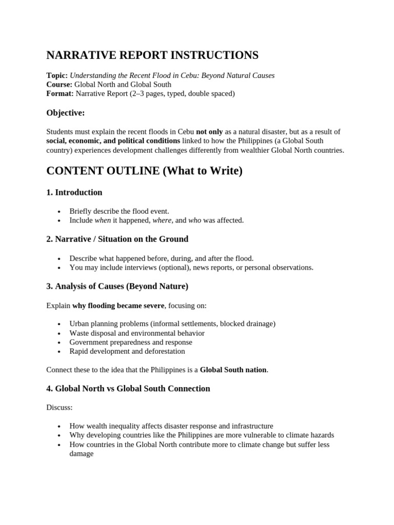 Narrative Report Instructions | PDF | Flood | Climate Change