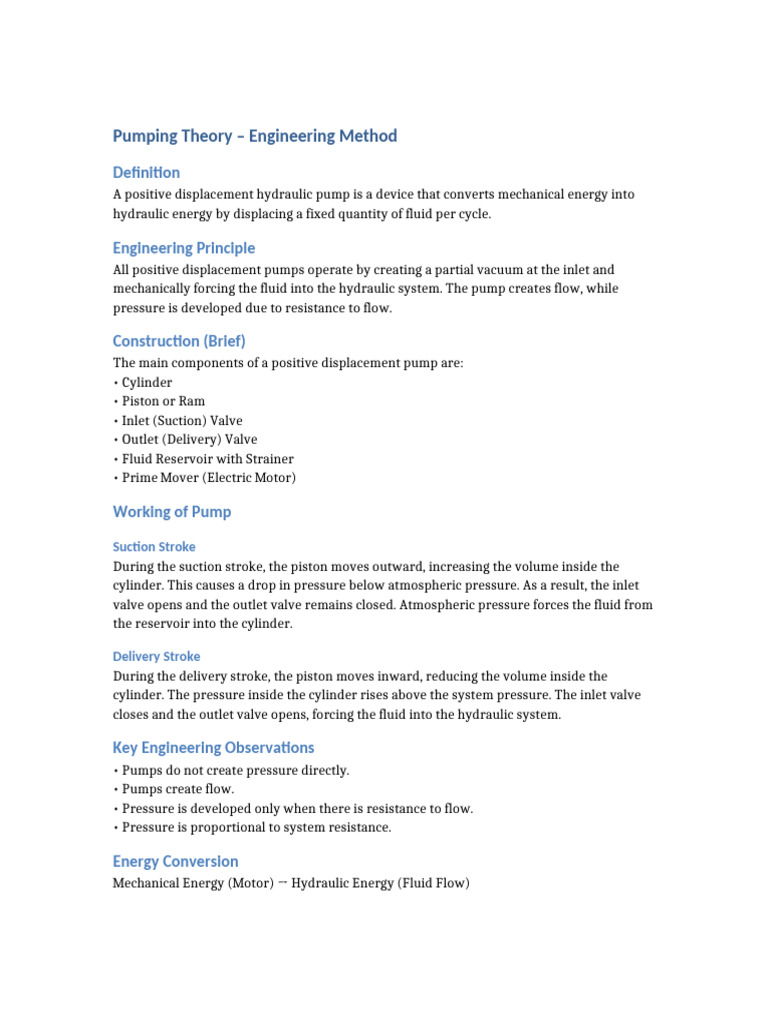 Pumping Theory Engineering Method | PDF