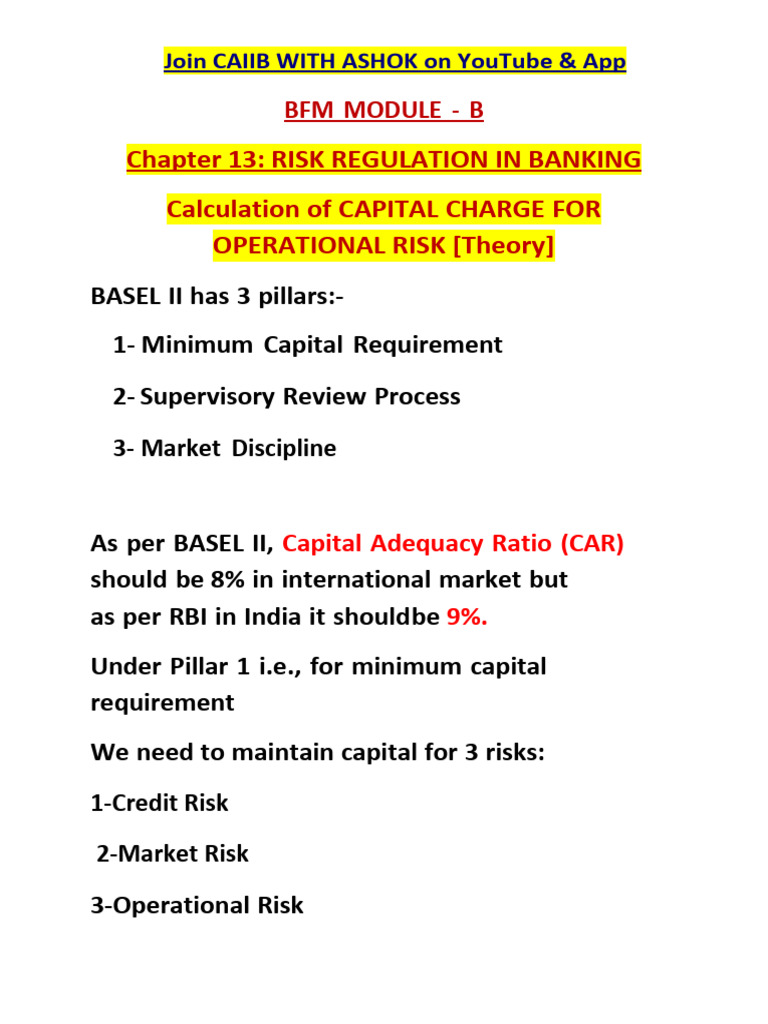 BFM Capital For Operational Risk Theory | PDF | Basel Ii | Financial ...