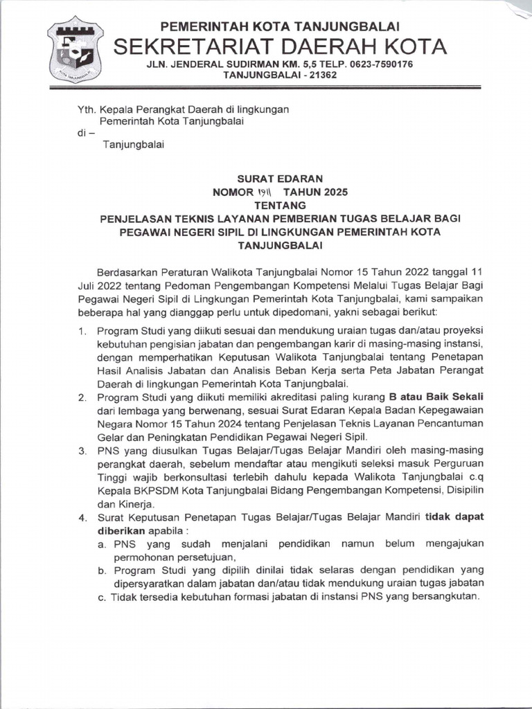 Surat Edaran Tubel 2025 | PDF