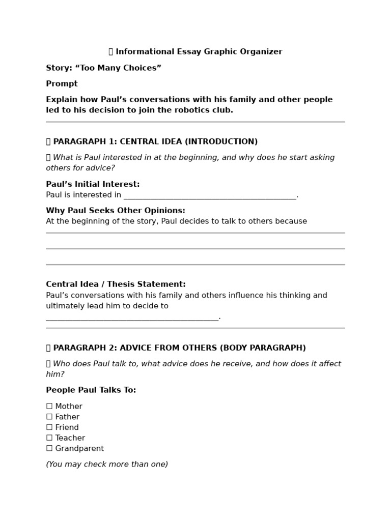 ? Informational Essay Graphic Organizer | PDF | Human Communication
