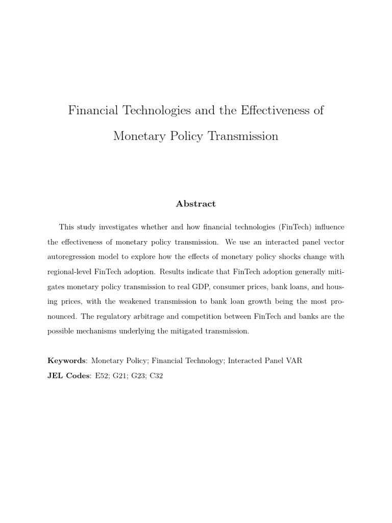 ssrn-4177634 | PDF | Monetary Policy | Inflation