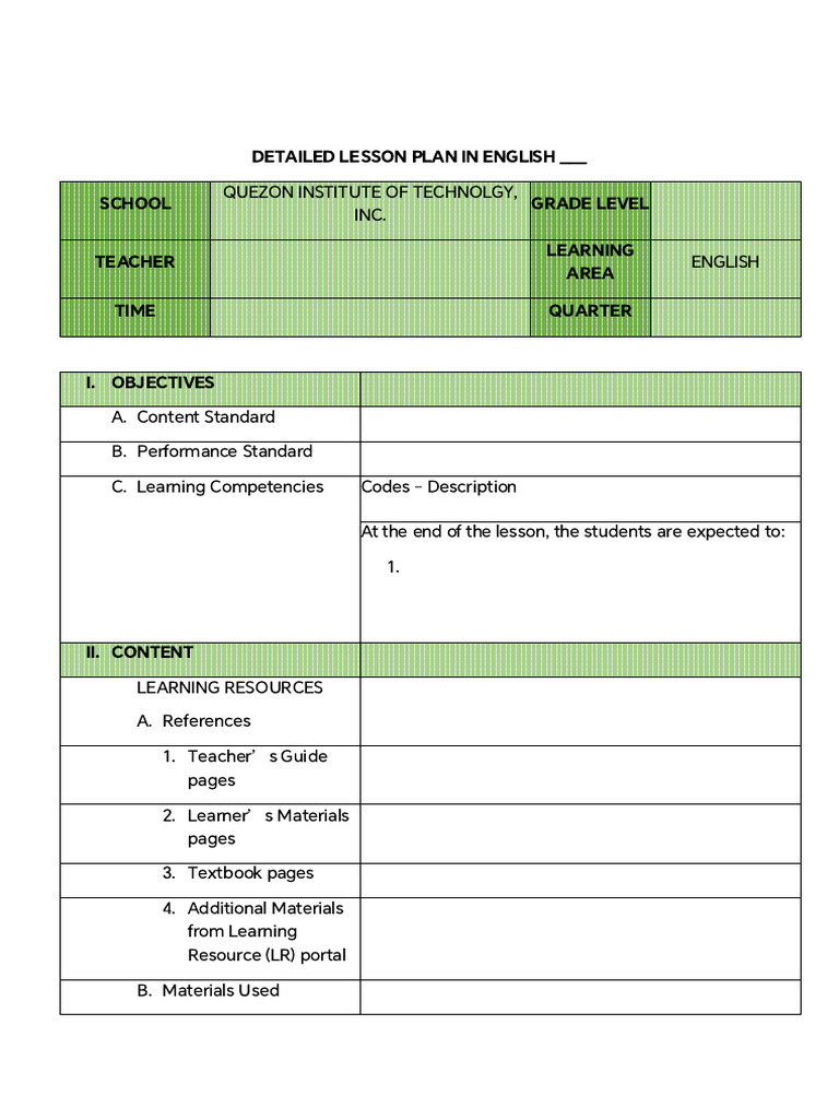 DLP Template Bsed | PDF