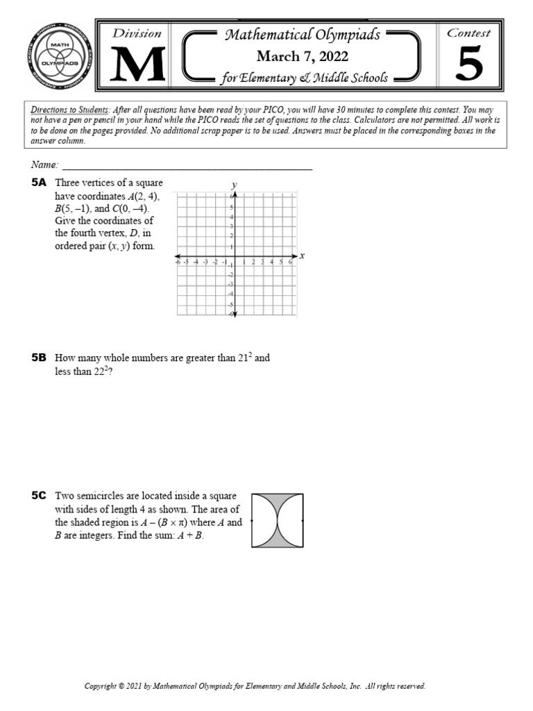Div M Questions Contest5 | PDF | Discrete Mathematics | Mathematical ...