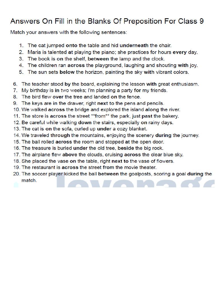 Preposition1 Answer | PDF