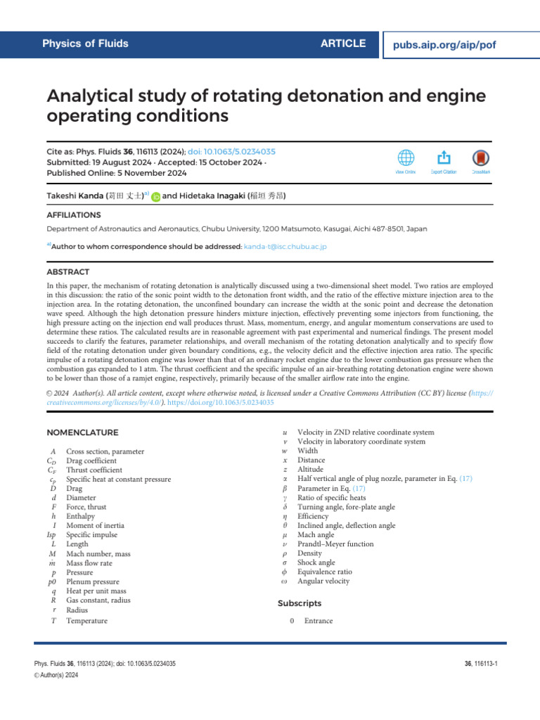 Analytical Study of Rotating Detonation and Engine | PDF | Shock Wave ...