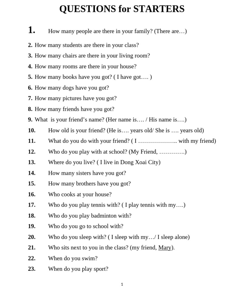 128 Questions For Starters | PDF