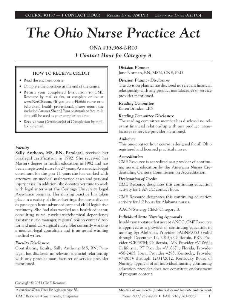 ohio nurse practice act Nursing Intravenous Therapy Free 30day