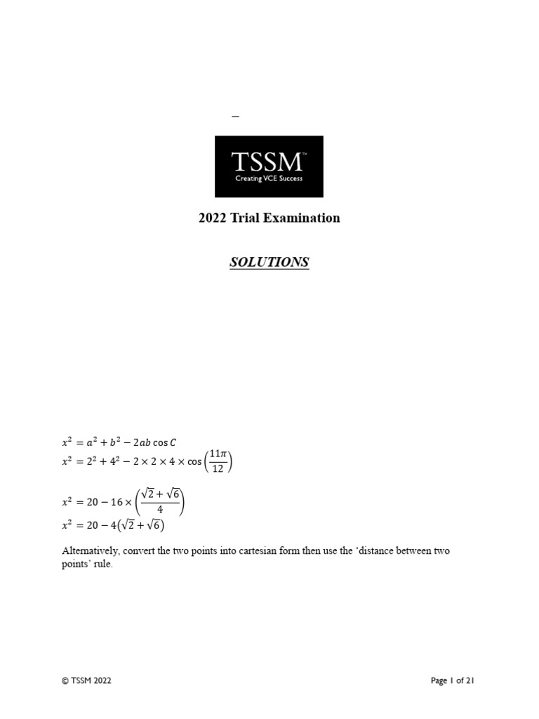 2022 SM TSSM Exam 2 Solutions | PDF | Tangent | Mathematical Physics