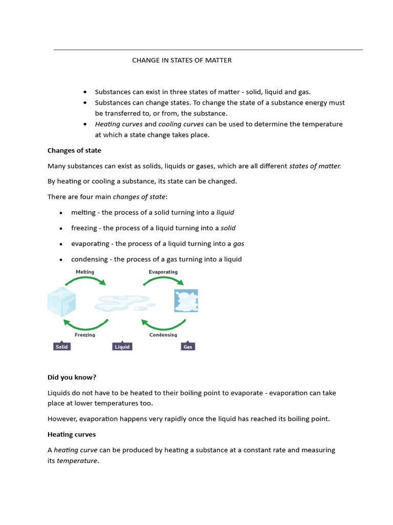 Change in States of Matter | PDF