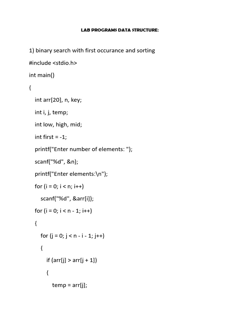 Lab Programs Data Structure | PDF | Computer Science | Computer Engineering