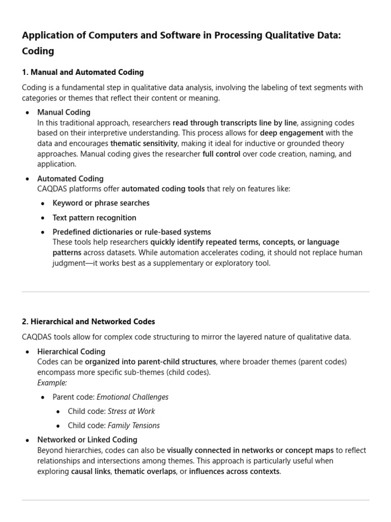 Use of Computers in Qualitative Data Analysis-Coding | PDF ...