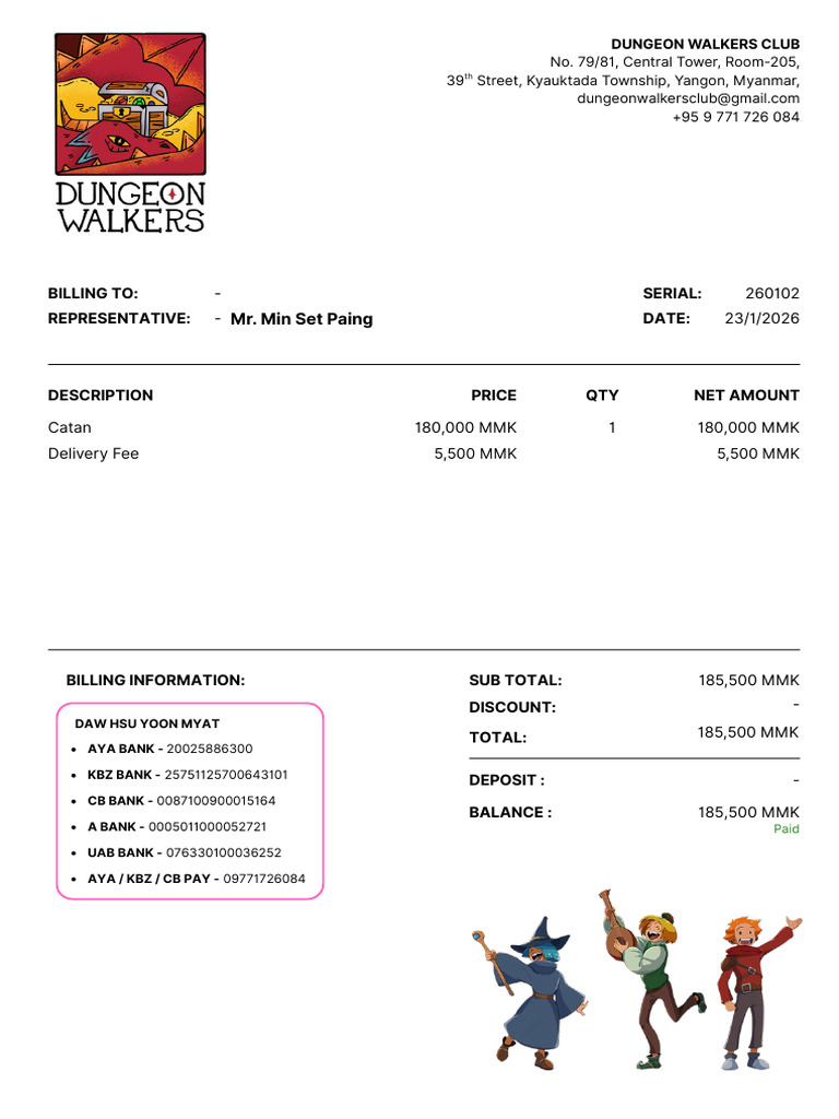 DWC 260102 MrMinSetPaing Invoice | PDF