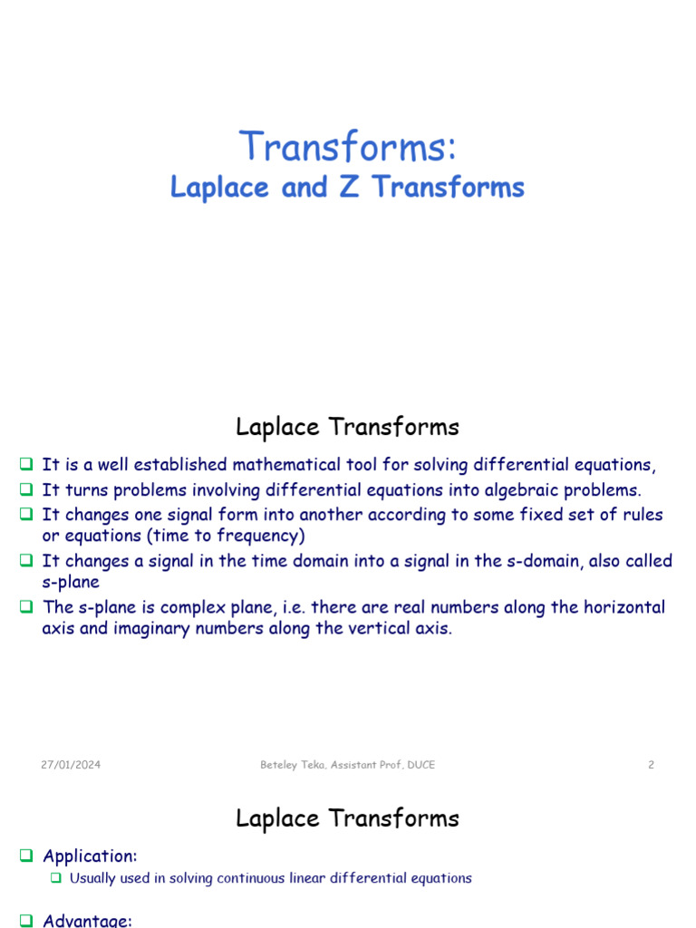 EMEng 6441 Lecture 4 Transforms | PDF | Laplace Transform ...