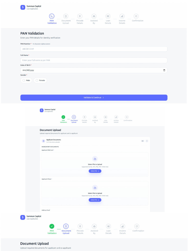 Samman Capital Form Ui | PDF