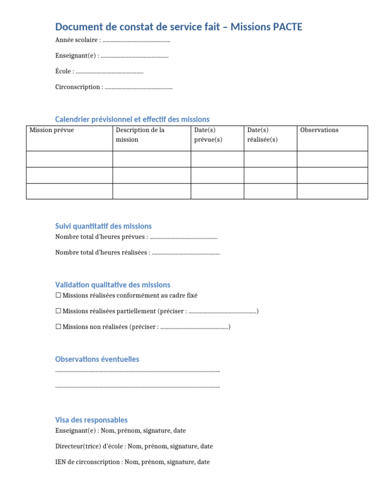 2025 2026 Service Fait PACTE | PDF
