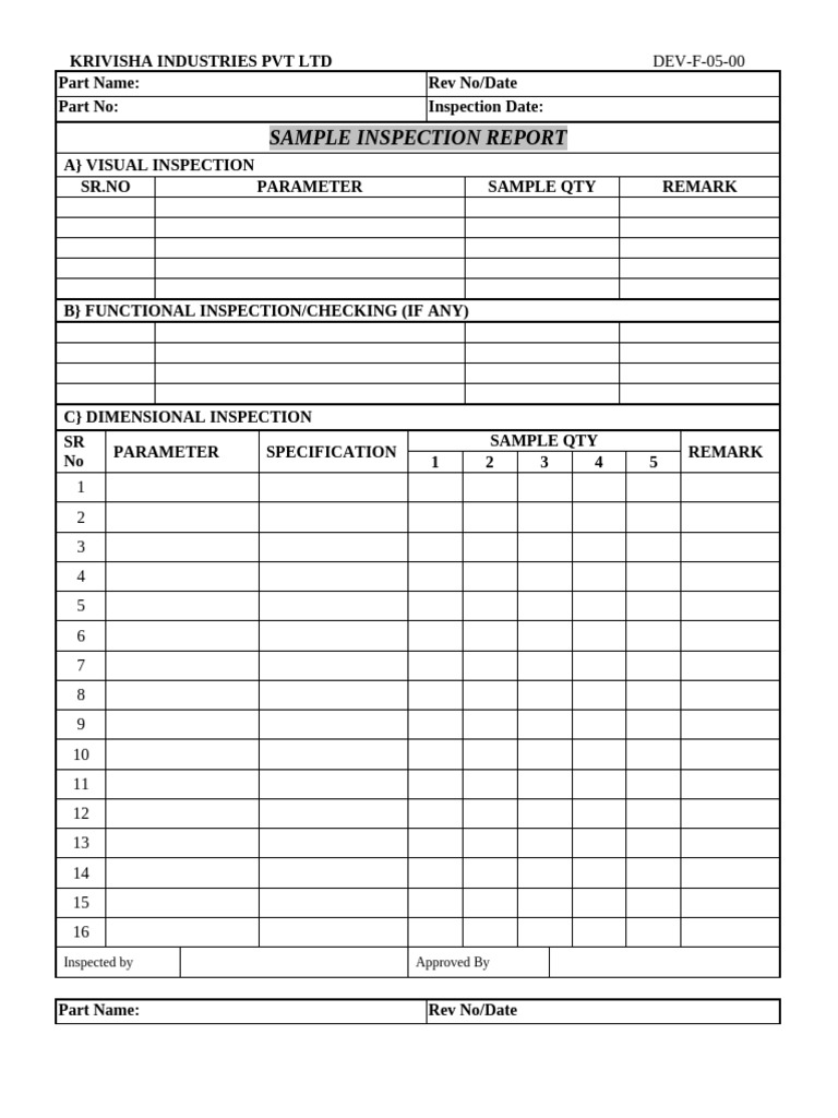 5.sample Inspection Report | PDF