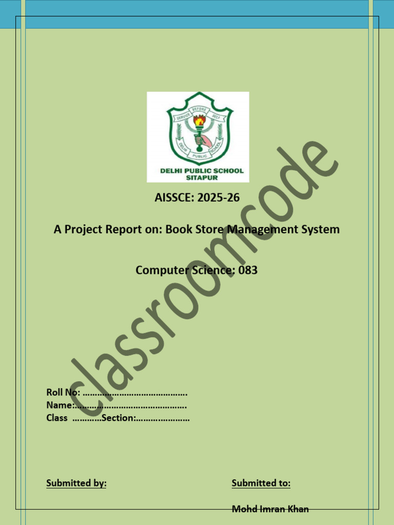 Class 12 Project - Book Store Management System | PDF | Databases ...