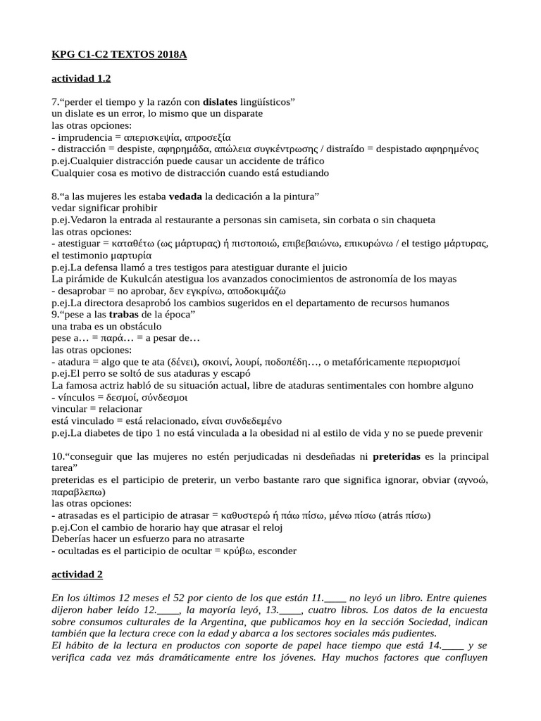 Vocabulario de Textos de c1-c2 2018a | PDF | Sintaxis | Unidades Semánticas