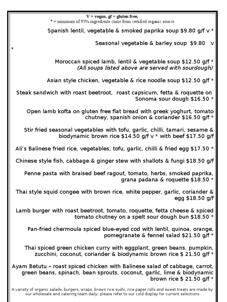 O Street Cafe Menu Highlights | PDF | Cooking, Food & Wine | Technology ...
