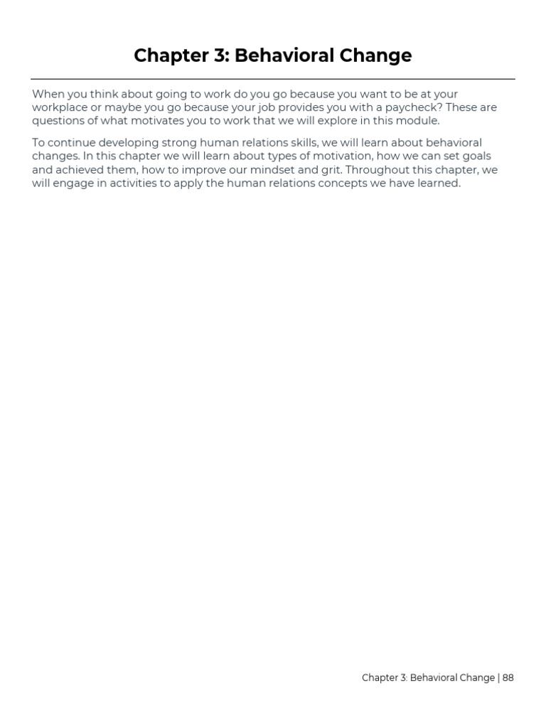 Chapter 3 Behavioral Change | PDF | Grit (Personality Trait) | Motivational