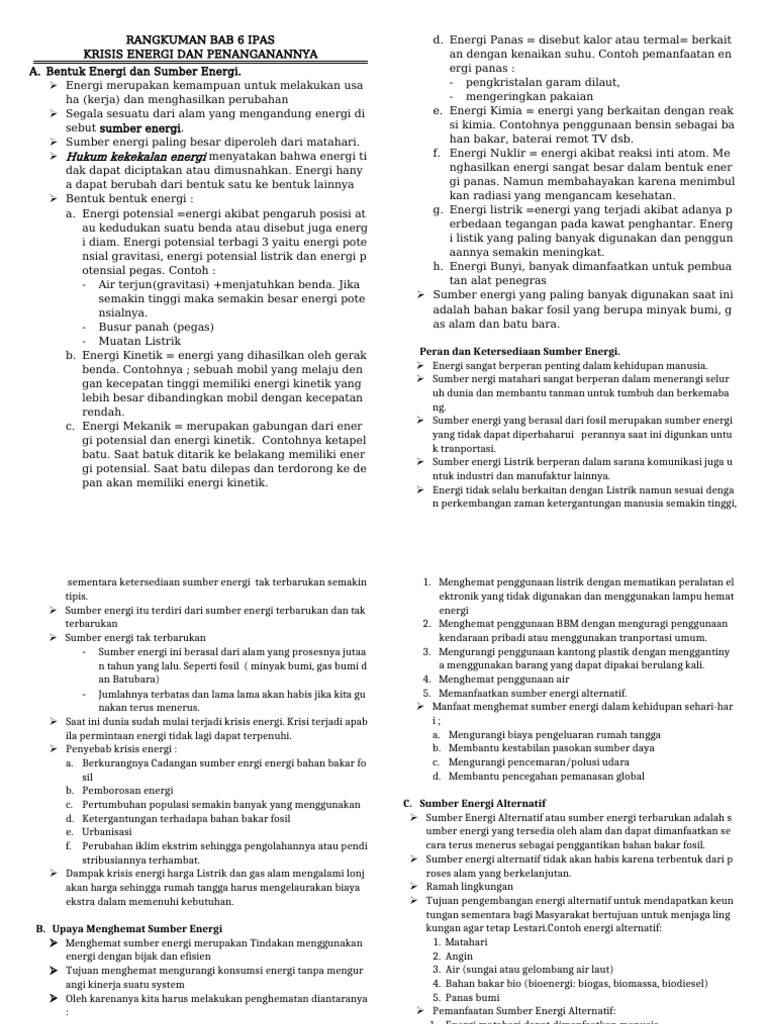 Rangkuman Ipas Bab 6 Dan 7 | PDF