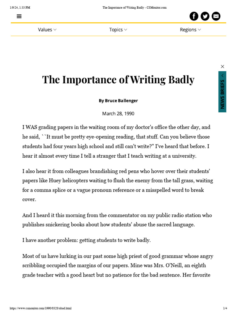The Importance of Writing Badly | PDF