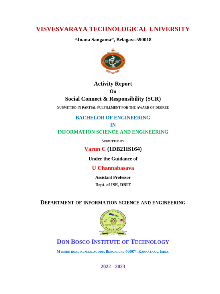 Visvesvaraya Technological University: Activity Report Social Connect ...
