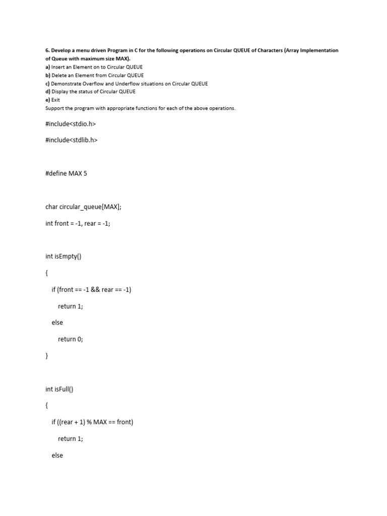 DSA PRG 6 | PDF | Queue (Abstract Data Type) | Computer Programming