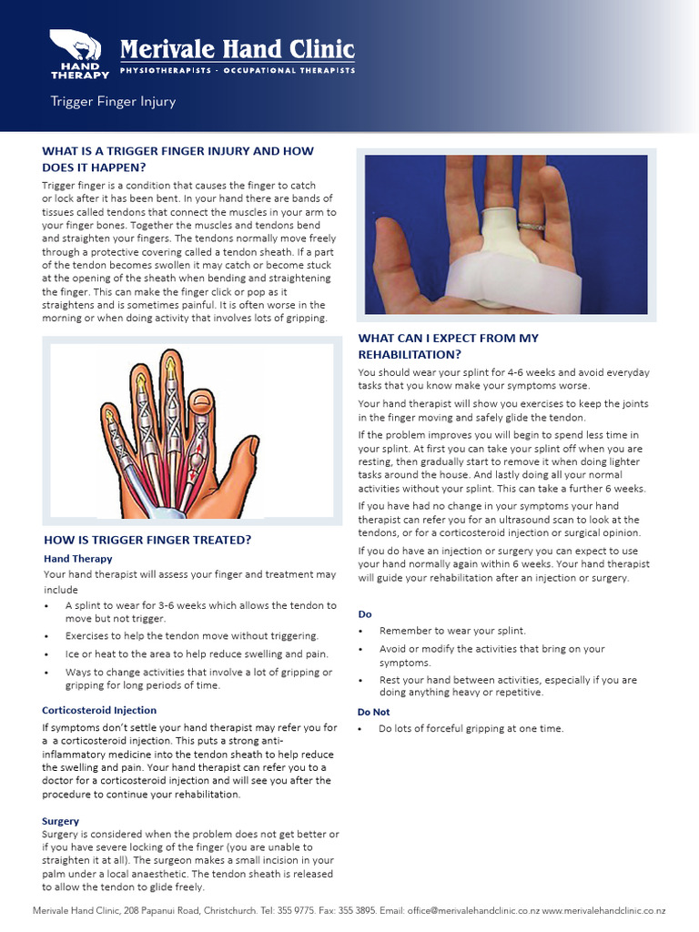 Trigger Finger Injury PRINT | PDF | Hand | Finger