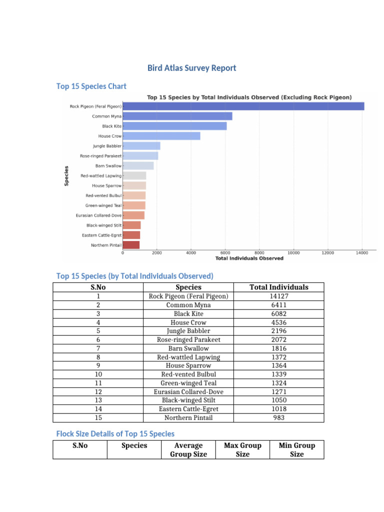 Bird Atlas Survey Report Top 15 Adjusted | PDF | Birds Of Asia ...
