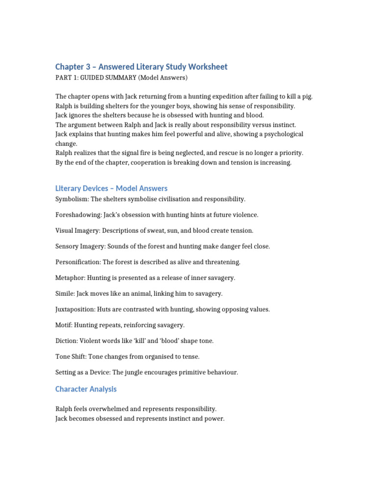 Chapter 3 Answered Worksheet | PDF