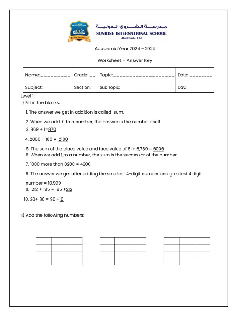 Addition Worksheet Answer Key | PDF | Chess | Chess Theory