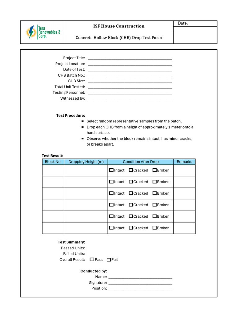 CHB Test Form | PDF