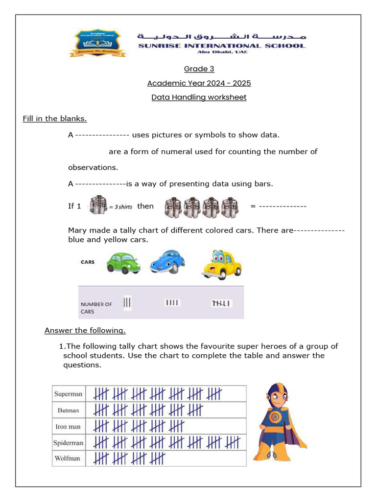 Data Handling Worksheet | PDF