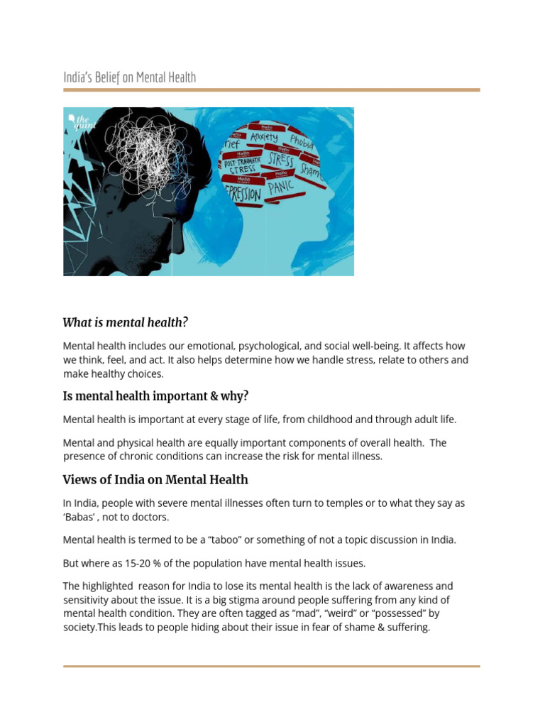 Mental Health and India | PDF
