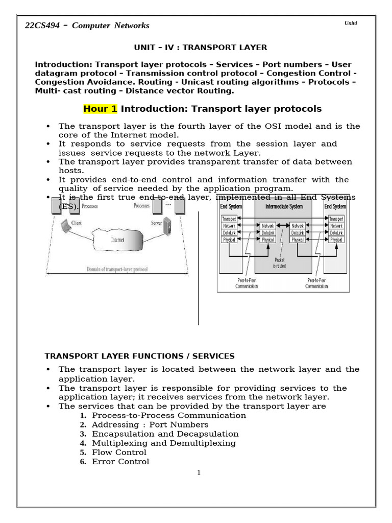 CN - Unit IV - Notes | PDF | Transmission Control Protocol | Network ...