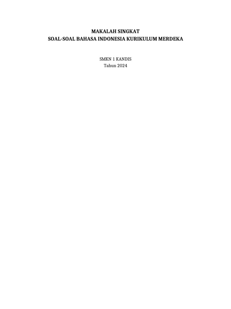 Makalah Singkat Soal Bahasa Indonesia | PDF