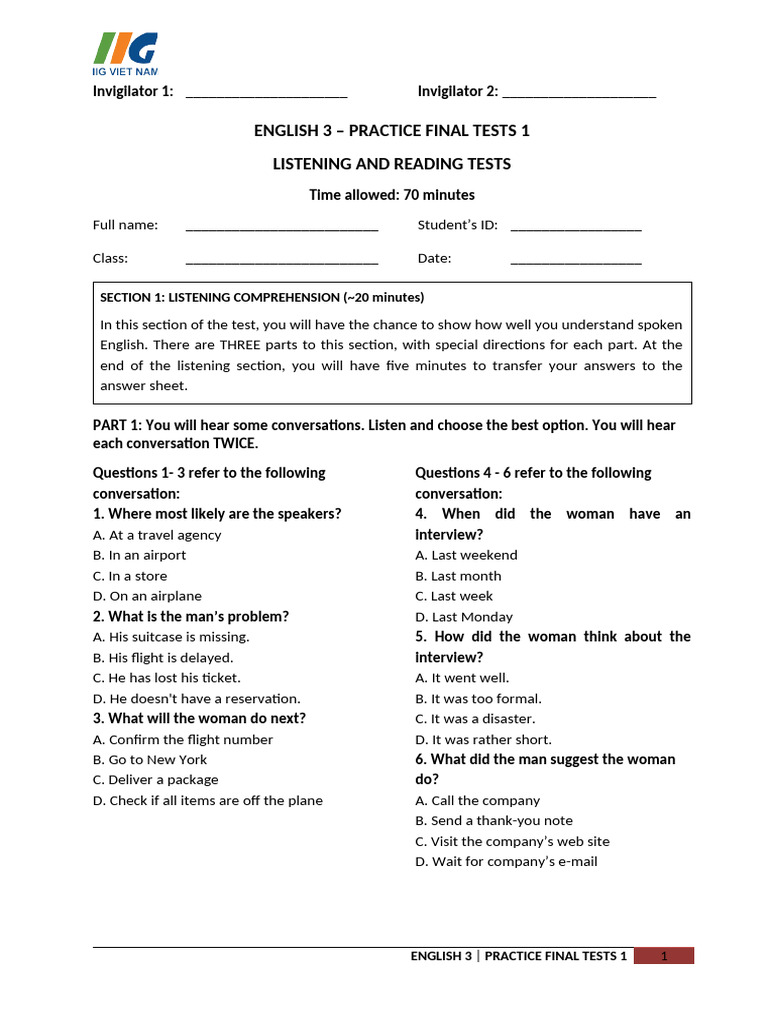 Practice Final Tests 1 | PDF | Biblical Magi
