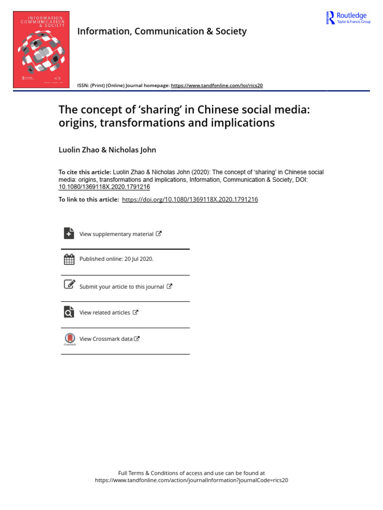 The Concept of Sharing' in Chinese Social Media | PDF | Social ...