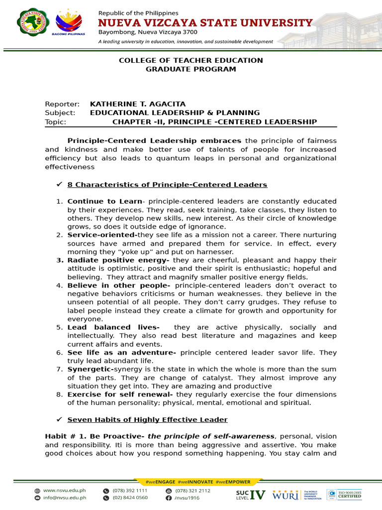 Module Principle Centered Leadership | PDF | Leadership | Mind