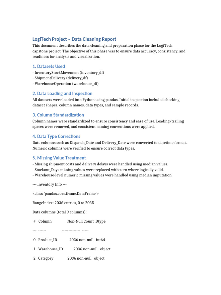 LogiTech Data Cleaning Report | PDF | Outlier | Information Technology