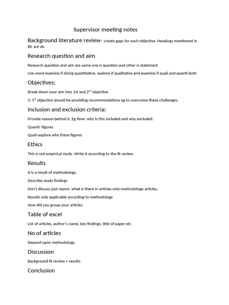 Supervisor Meeting Notes - 2 | PDF