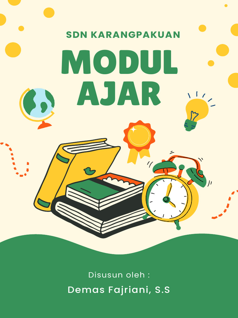 Hijau Krem Kuning Ilustrasi Lucu Cover Modul Pembelajaran Siswa Dokumen ...
