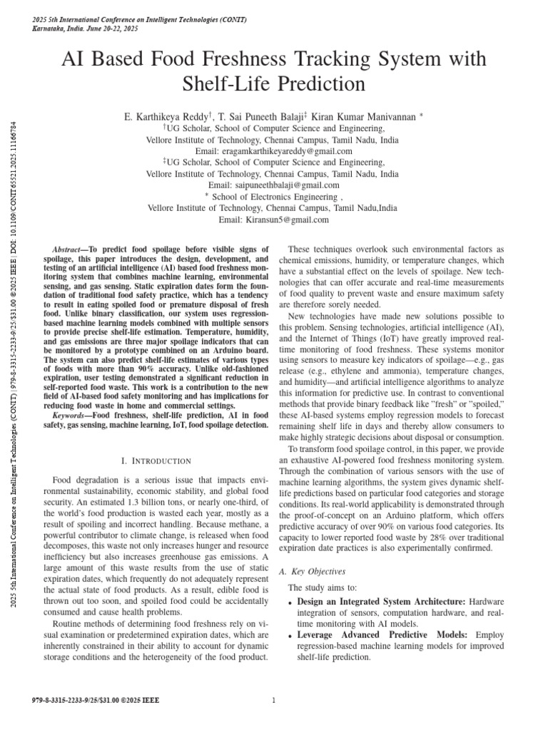 AI Based Food Freshness Tracking System With Shelf-Life Prediction ...