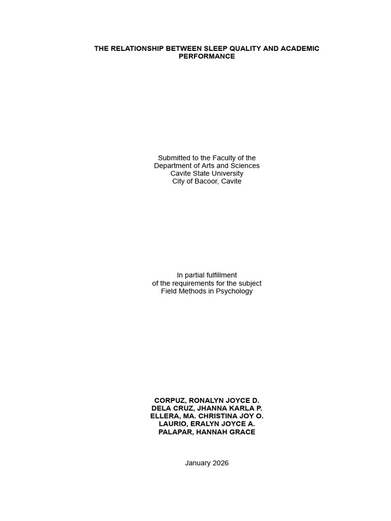 The Relationship Between Sleep Quality and Academic Performance | PDF ...