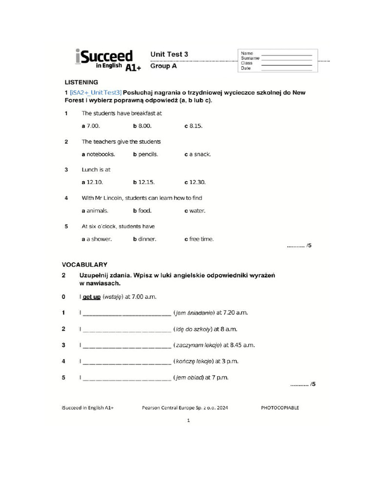Isucceed in English A1p U3 A | PDF